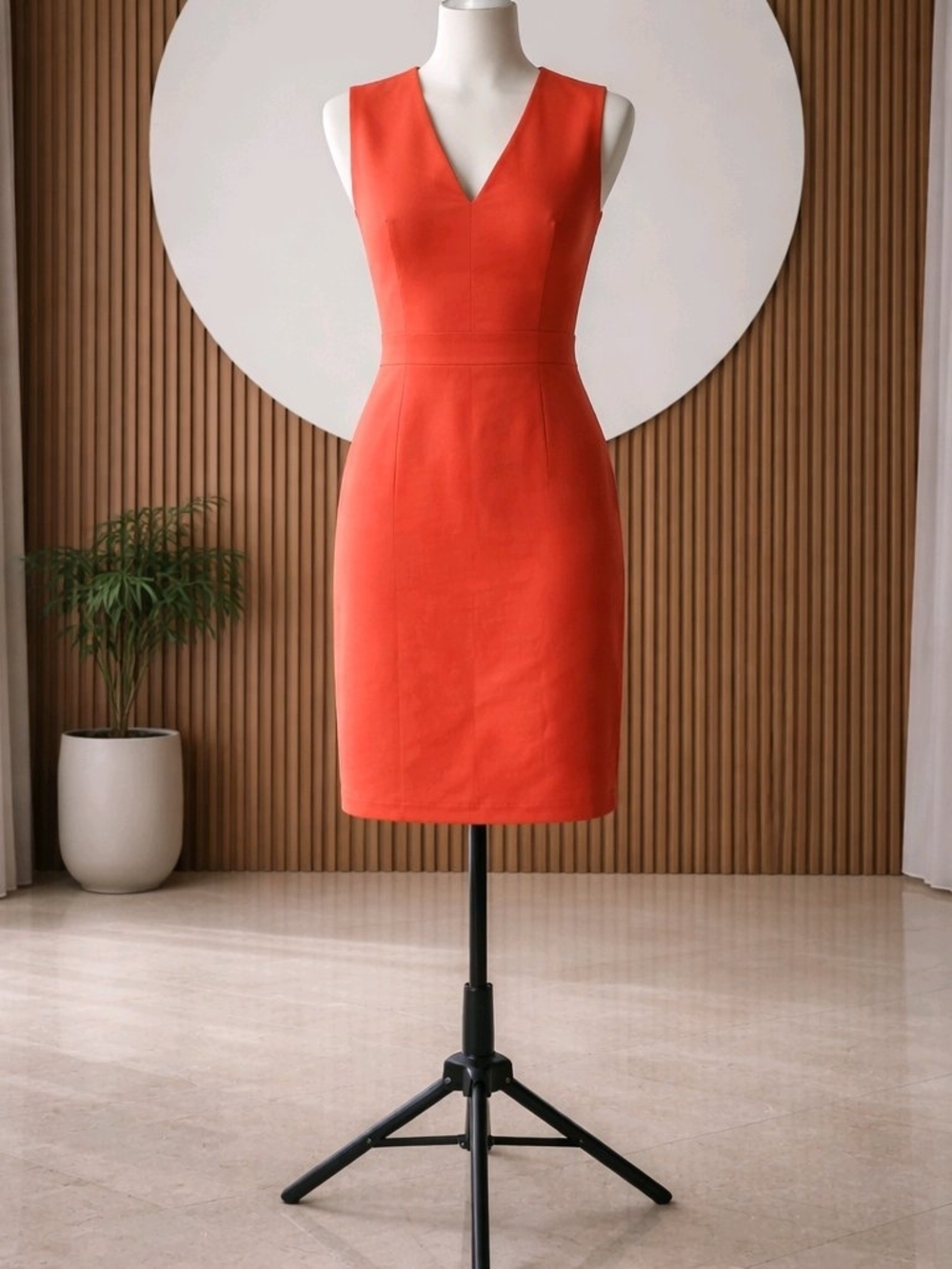 NWT Ann Taylor Petite V-Neck Sheath Dress - Red/Orange - 00P